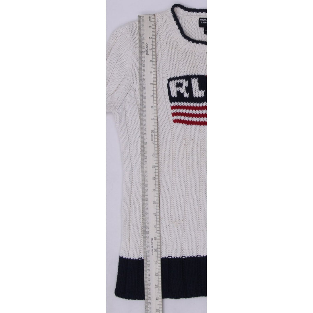 Vintage Ladies Polo Ralph Lauren US Flag Cotton Knitted Sweater