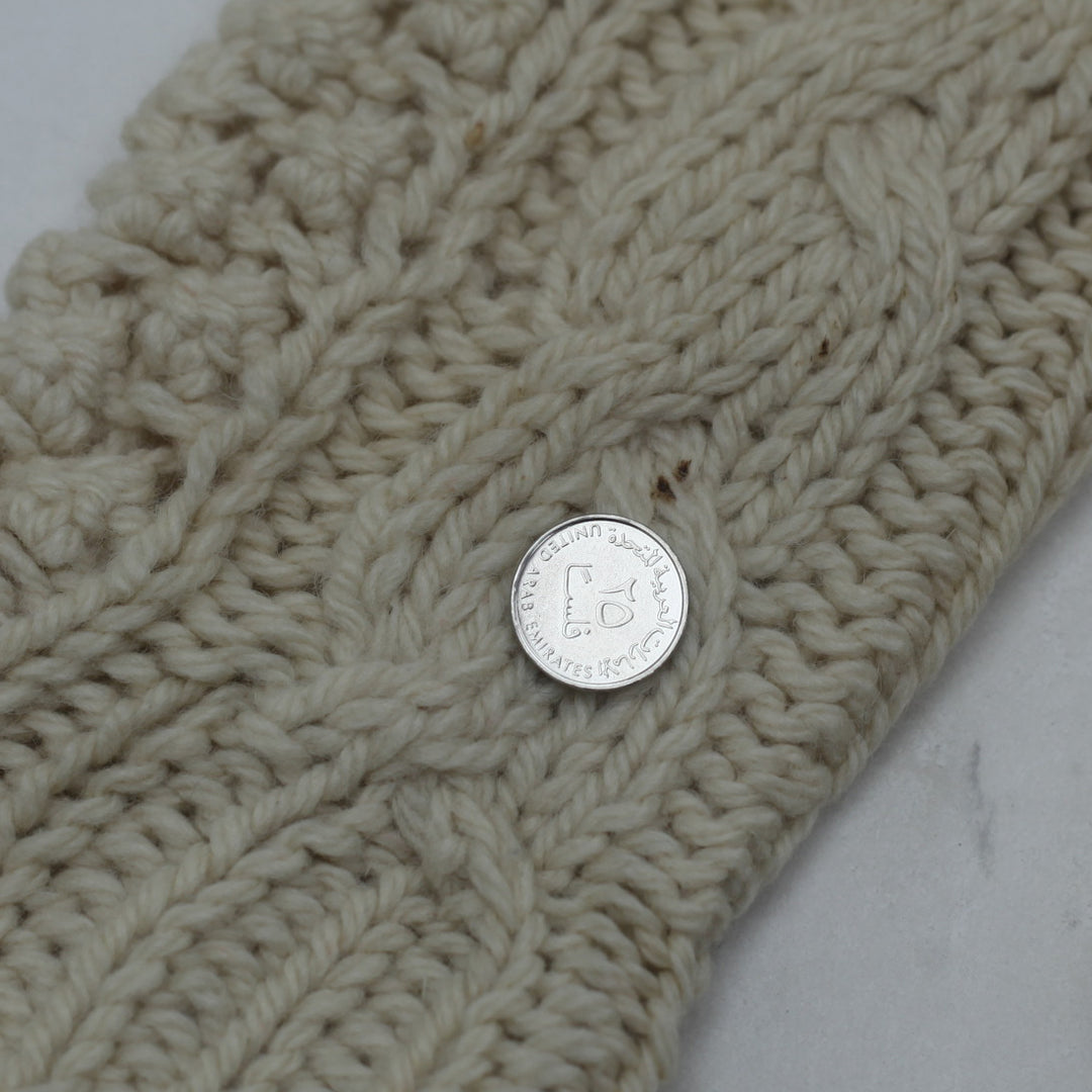 Ladies Handmade Italian 100% Wool Cable Knit Cardigan - Natural Beige - Fashion Rerun Vintage Migration_Sweaters