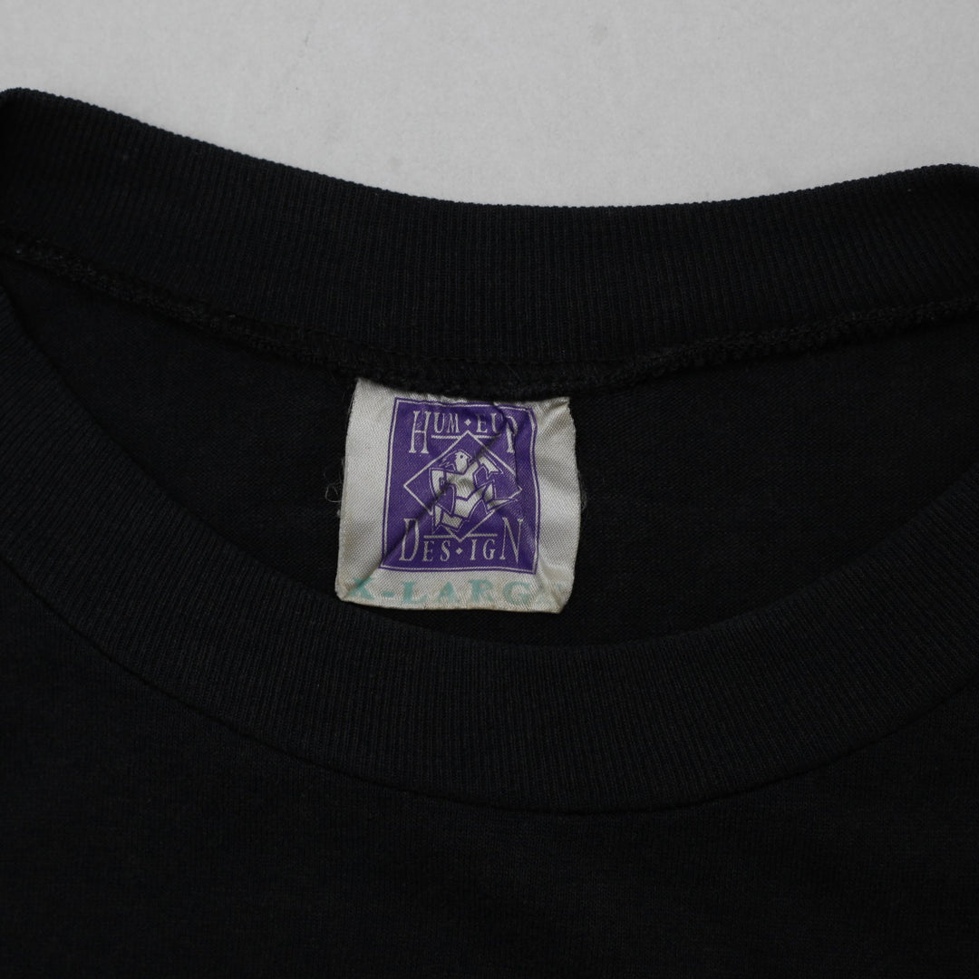 Vintage Humeur Design T-Shirt Black Graphic Cartoon Size XL | Migration_T-Shirt - Back View | Fashion Rerun