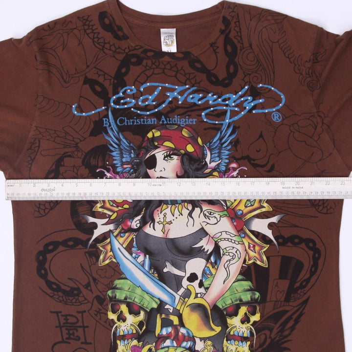 Y2K Mens Ed Hardy by Christian Audigier All Over Print PirateSkulls Size XL