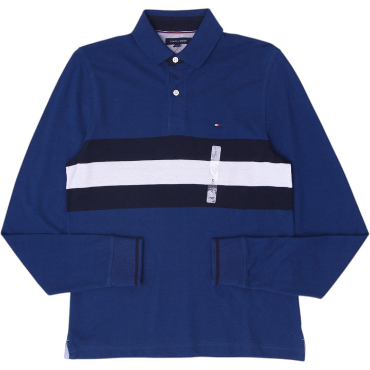 Mens Tommy Hilfiger Long Sleeve Chest Stripe Rugby Polo T-Shirt Size S