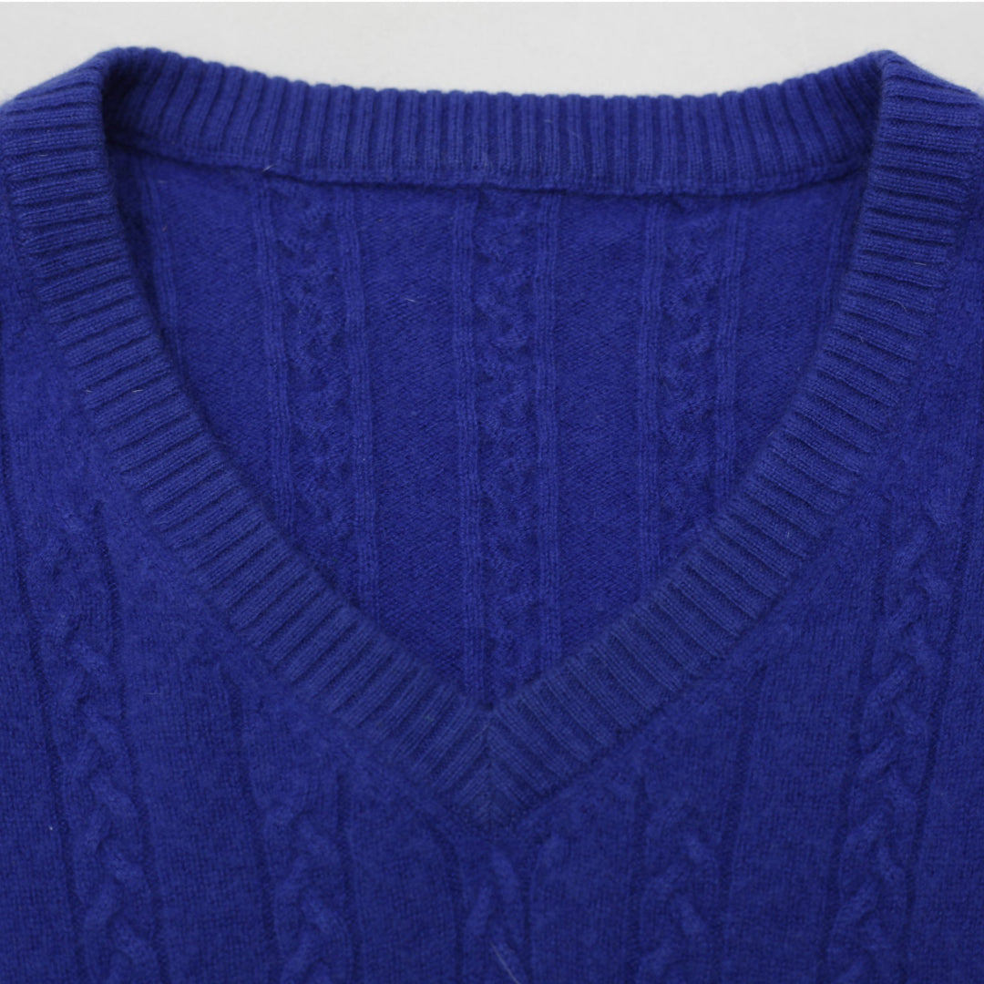 Mens Navy Blue Cashmere V-Neck Knitwear Size M | Migration_Knitwear & Sweaters - Back View | Fashion Rerun