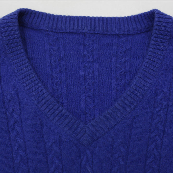 Mens Navy Blue Cashmere V-Neck Knitwear Size M | Migration_Knitwear & Sweaters - Back View | Fashion Rerun