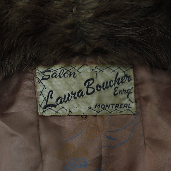 Antique Fur 1960s Salon Laura Boucher Montreal Mid-Century Coat with Monogrammed