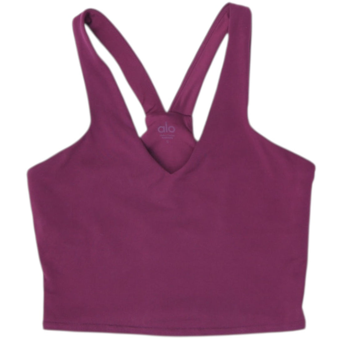 Ladies Alo Yoga Real Bra Tank Top Small Plum Maroon Burgundy Cropped