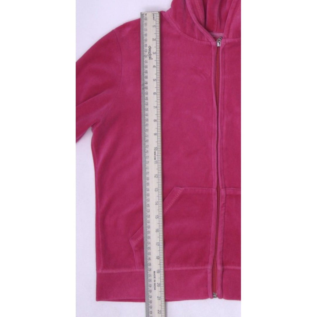 Y2K Ladies Juicy Couture Hoodie Pink Velour Full Zip