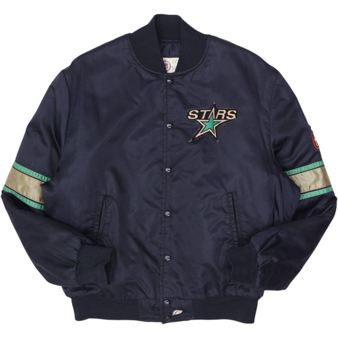 Vintage Mens NHL Stars Satin Jacket Navy Blue Embroidered Logo | Migration_Jackets | Fashion Rerun
