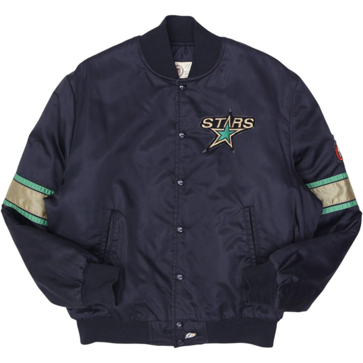 Vintage Mens NHL Stars Satin Jacket Navy Blue Embroidered Logo | Migration_Jackets | Fashion Rerun