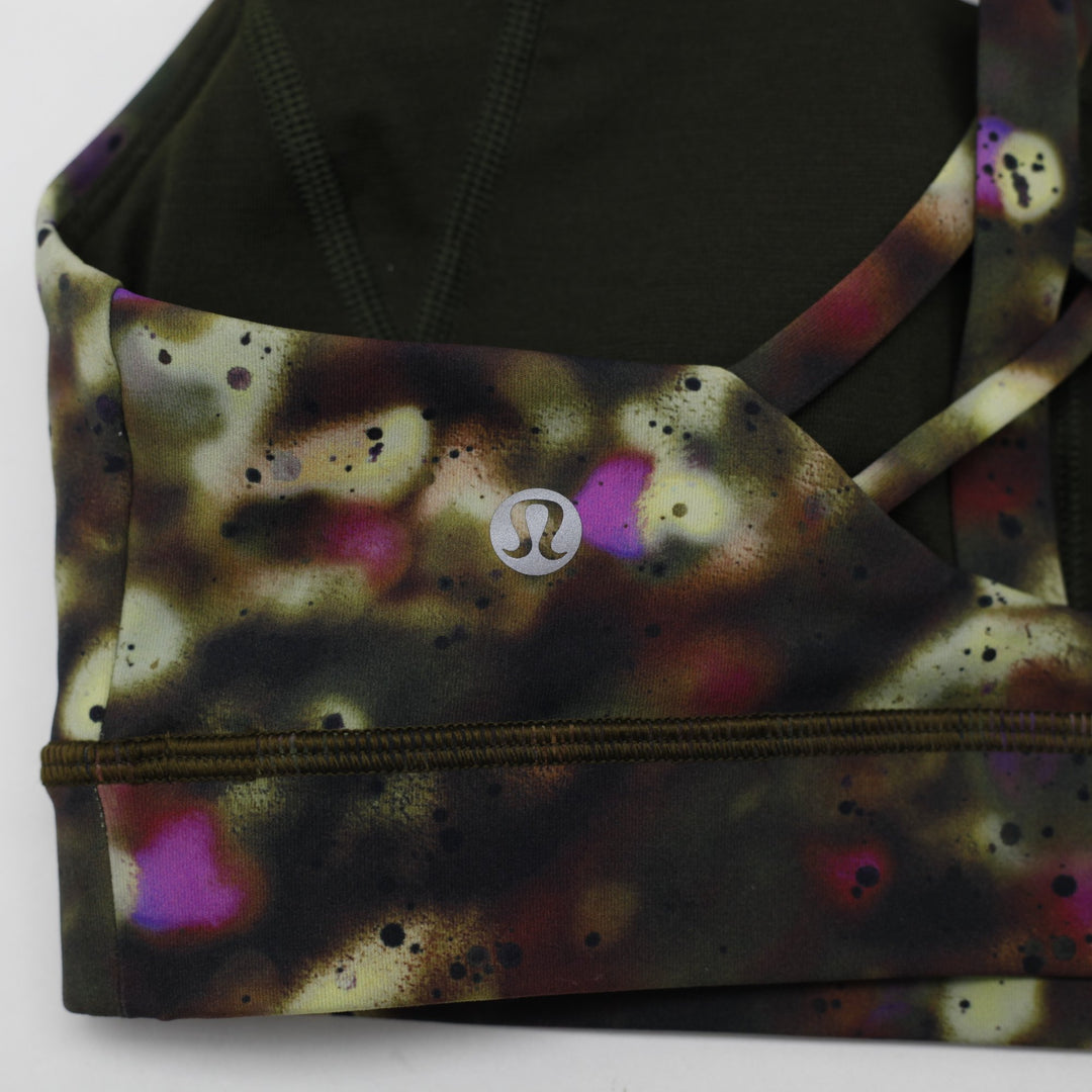Ladies Lululemon Strappy Abstract Tie Dye Splatter Print Workout Top Size 6