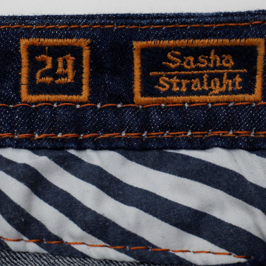 Y2K Ladies Rock Revival Buckle Sasha Straight Thick Contrast Stitch Jeans 29