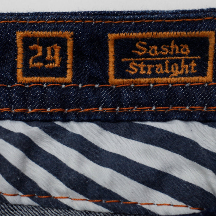 Y2K Ladies Rock Revival Buckle Sasha Straight Thick Contrast Stitch Jeans 29