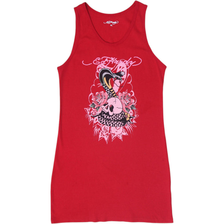 Y2K Ladies Ed Hardy Aesthetic Skull Cobra Ribbed Tank Dress Size XL