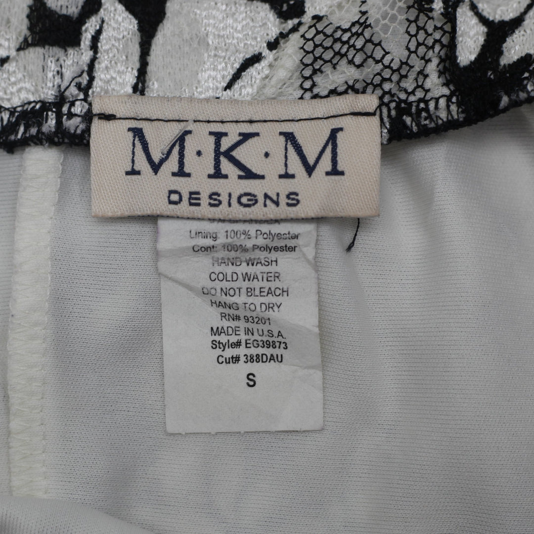 Y2K Ladies M.K.M Designs Black & White Floral Mesh Lace Strapless Tube Top S