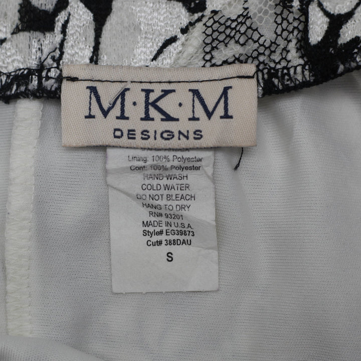 Y2K Ladies M.K.M Designs Black & White Floral Mesh Lace Strapless Tube Top S