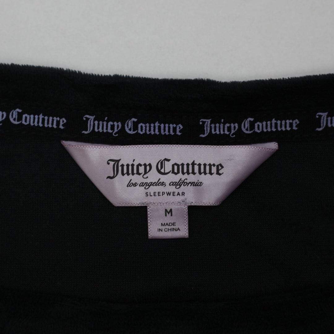 Y2K Ladies Juicy Couture Rhinestone Script Long Sleeve Pajama Top Size M