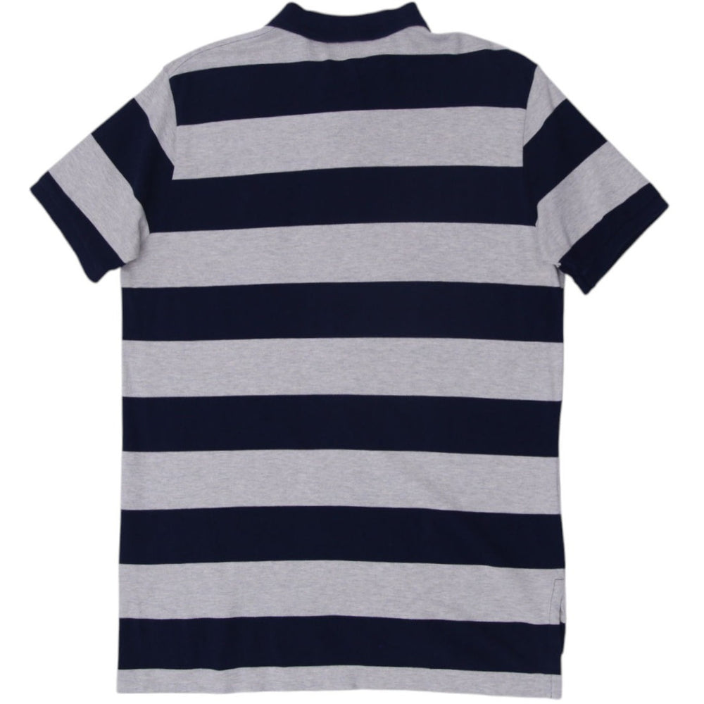 Mens Polo By Ralph Lauren Stripe Navy Gray Custom Fit Polo T-Shirt XL | Migration_T-Shirts - Side View | Fashion Rerun