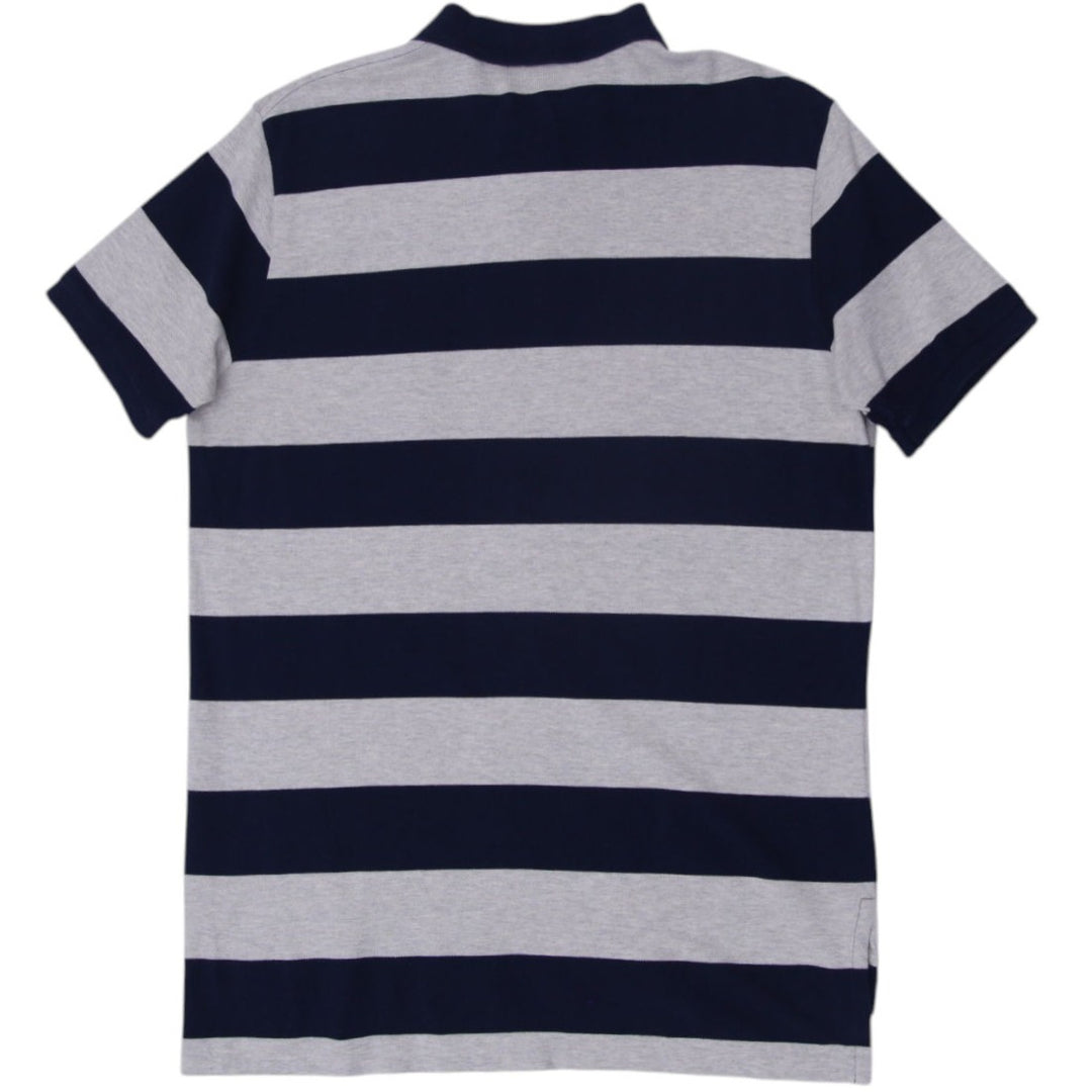 Mens Polo By Ralph Lauren Stripe Navy Gray Custom Fit Polo T-Shirt XL | Migration_T-Shirts - Side View | Fashion Rerun