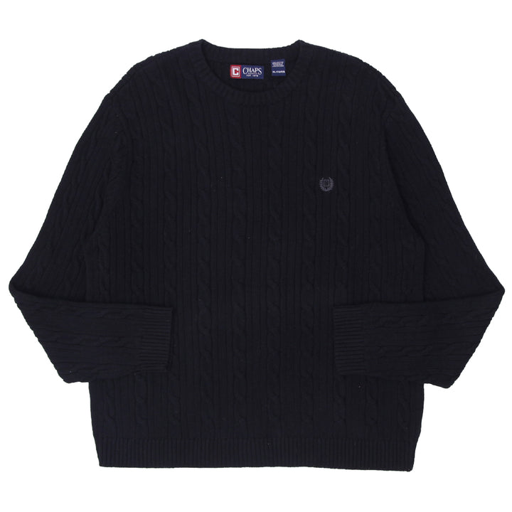 Mens Chaps Cable Knit Black Sweater - Fashion Rerun Vintage Migration_Sweaters