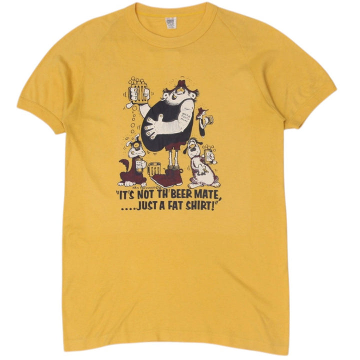 Vintage BVD T-Shirt Yellow Graphic Ken Maynard Beer Print Size 18 | Migration_T-Shirts | Fashion Rerun