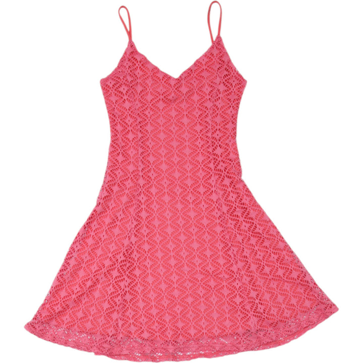 Y2K Womens Love Ady Lace Mini Dress Coral Spaghetti Straps Size XS