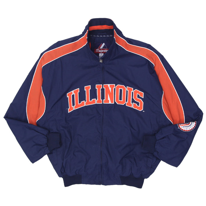 Vintage 90's Illinois Fighting Illini Majestic Jacket Fleece Lined Illinois Bomber Jacket - Fashion Rerun Vintage Migration_Jacket