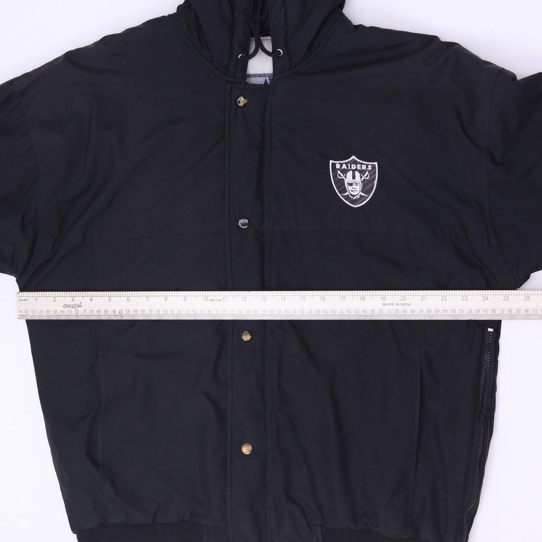 Vintage 90s Starter Raiders Snap Front Hooded NFL Parka Jacket Size M