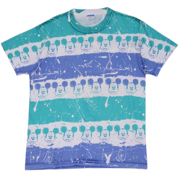 Vintage 90s Disney Mickey Mouse All Over Print Single Stitch Made In USA T-Shirt