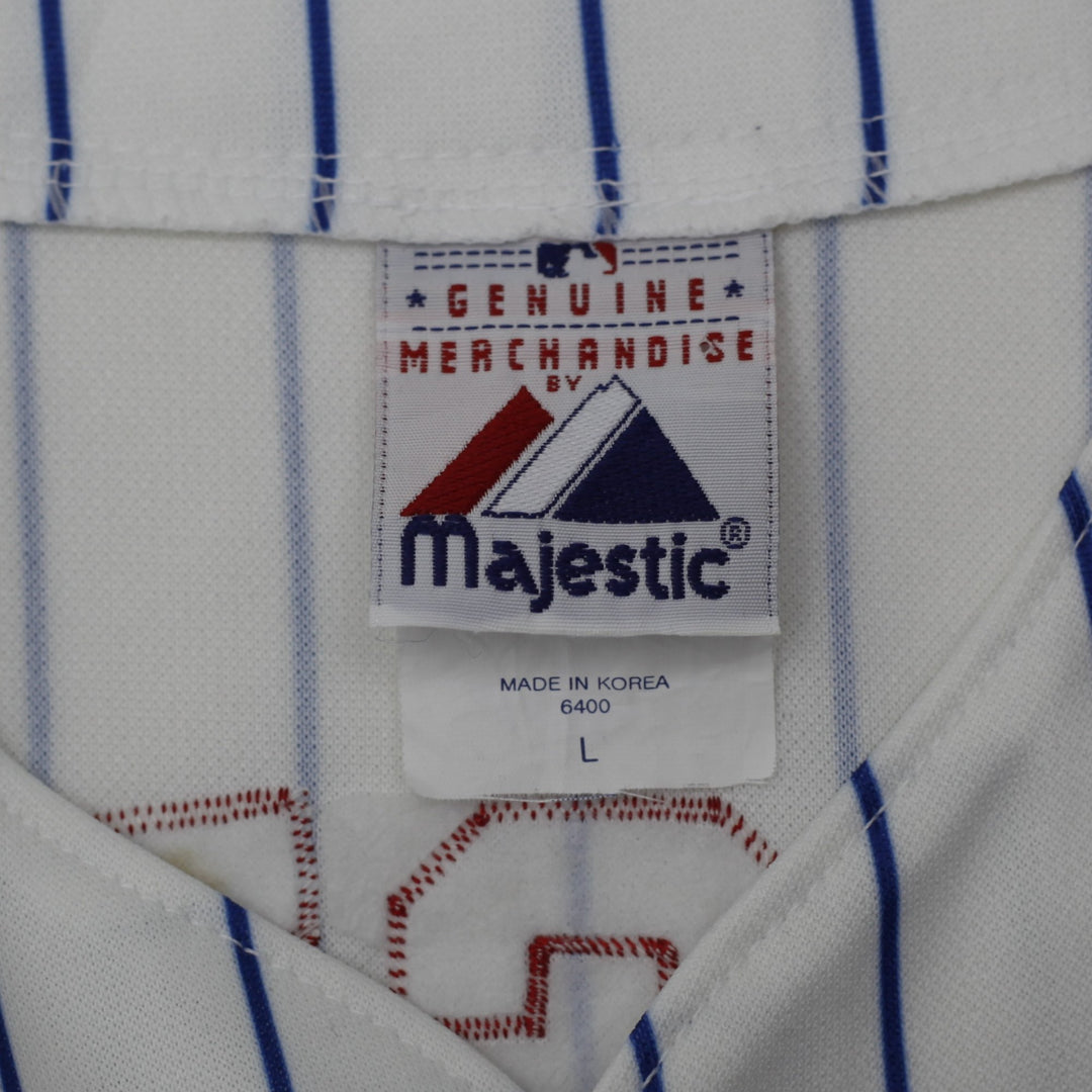 Vintage Majestic White Pinstripe Majestic Chicago Cubs MLB Baseball Jersey L | Migration_Jerseys - Back View | Fashion Rerun