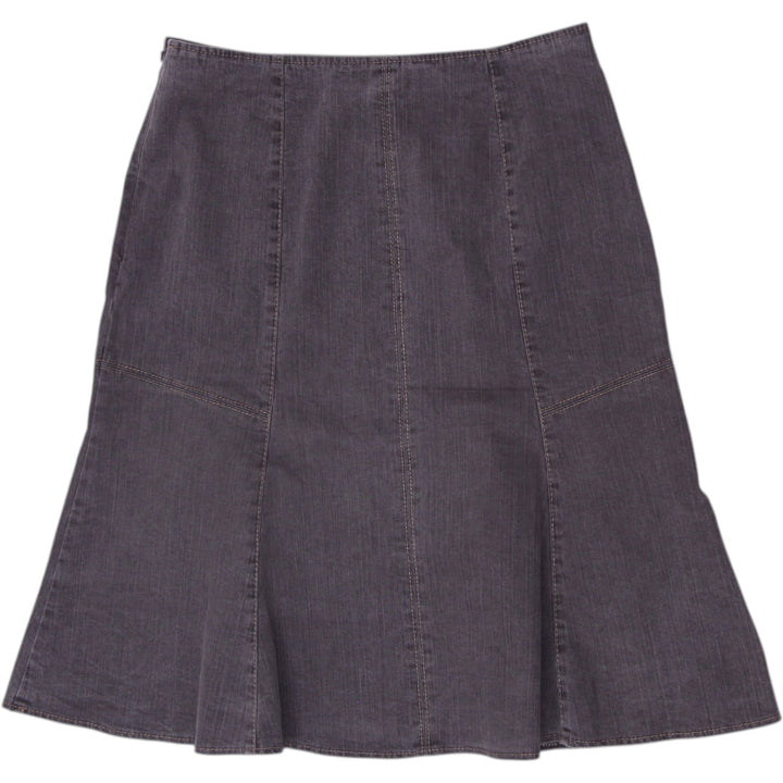 Y2K Ladies Tribal Jeans Paneled A-Line Stretch Denim Skirt Dark Grey Size 4
