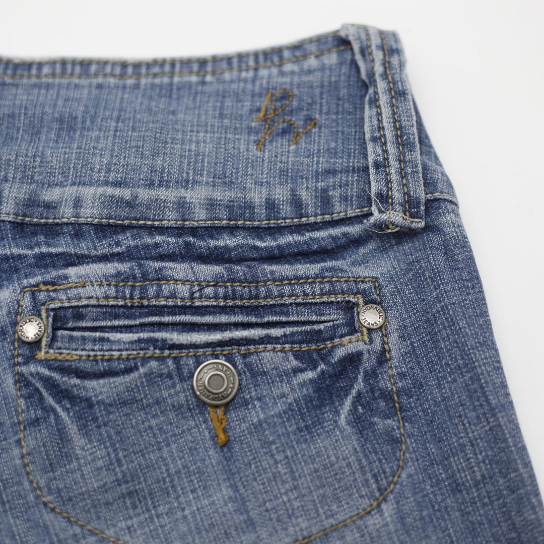 Y2K Ladies Hydraulic Jeans Blue Bootcut Denim Style