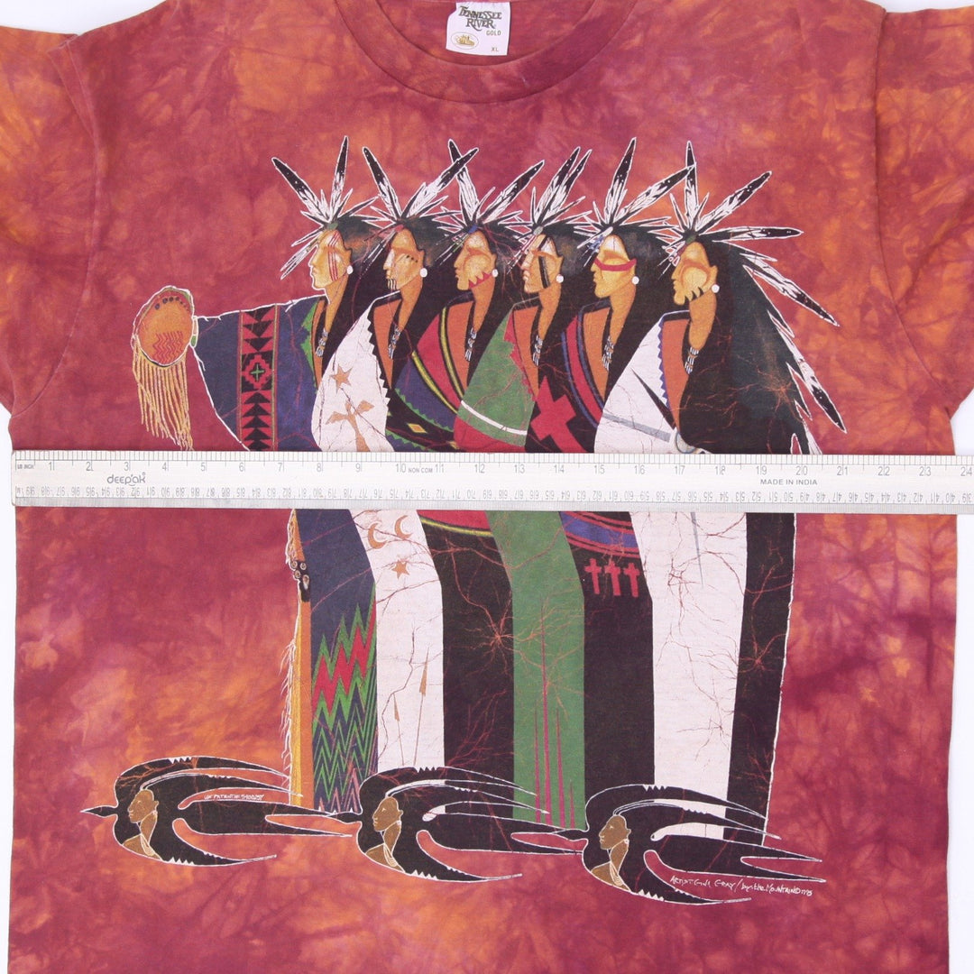 Vintage 1995 Tennessee River Gold Native American Graphic T-Shirt Size XL