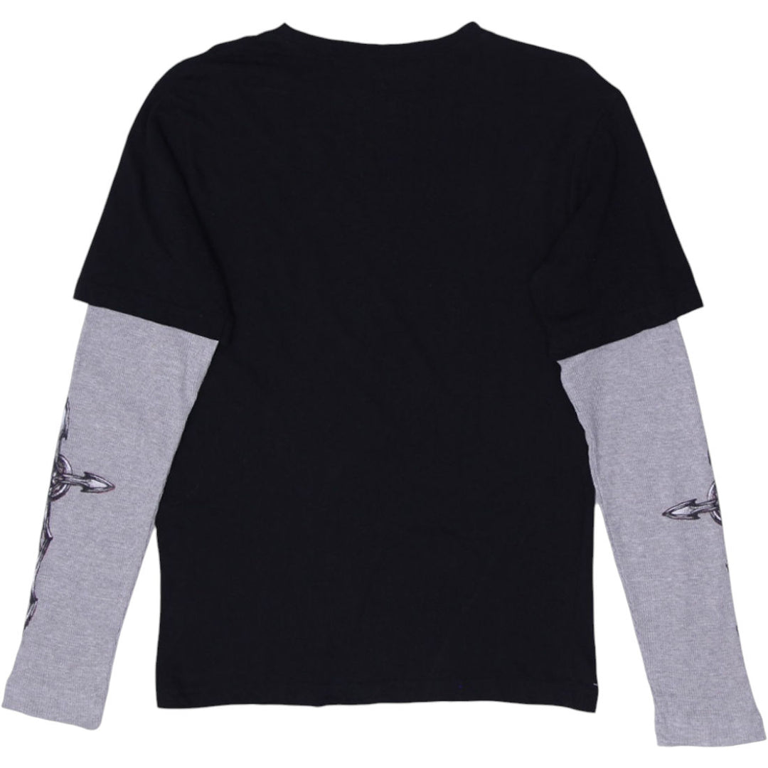 Y2K Mens MMA Elite Black Long Sleeve Graphic T-Shirt