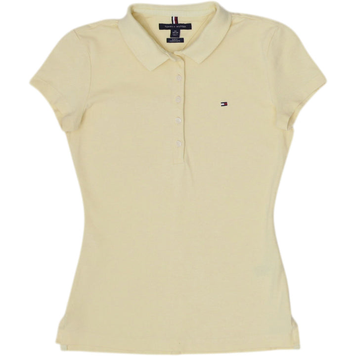 Ladies Tommy Hilfiger Polo Yellow Slim Fit Logo Polo T-Shirt Size XS