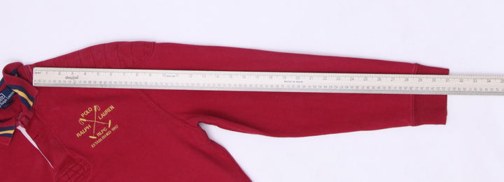 Vintage Mens Polo Ralph Lauren Rugby Shirt Red Embroidered Logo