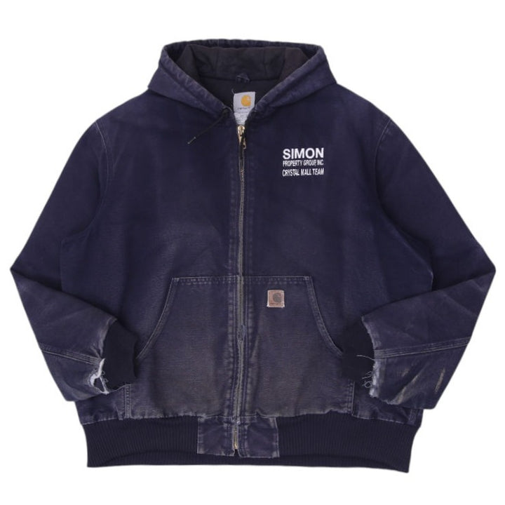 Mens J130 MDT Carhartt Hooded Navy Worn Workwear Slightly Distressed Jacket XL | Migration_Jackets WW Collect | Fashion Rerun