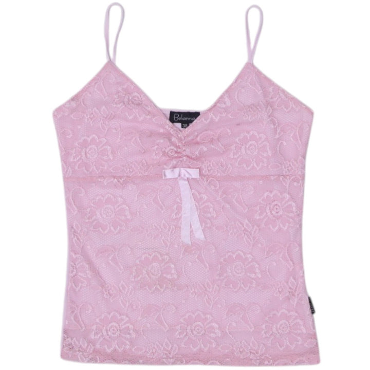 Y2K Ladies Pink Floral Lace Design Strappy Top | Migration_Y2K Tops | Fashion Rerun
