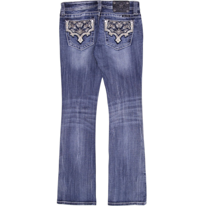 Y2K Ladies Miss Me Bootcut Embroidered Embellished Bootcut Jeans Size 28