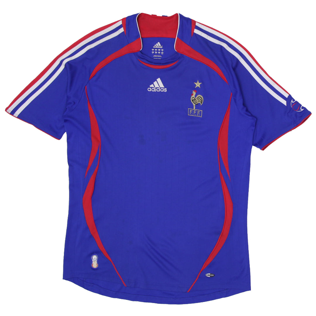 Men’s France 2006/2007 World Cup home Adidas football jersey shirt featuring official team colors and logo