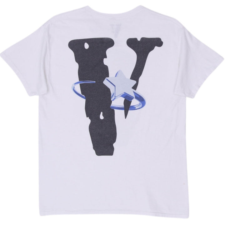 Mens Pop Smoke Large Vlone Halo Rap Graphic Tee White Hip Hop T-Shirt