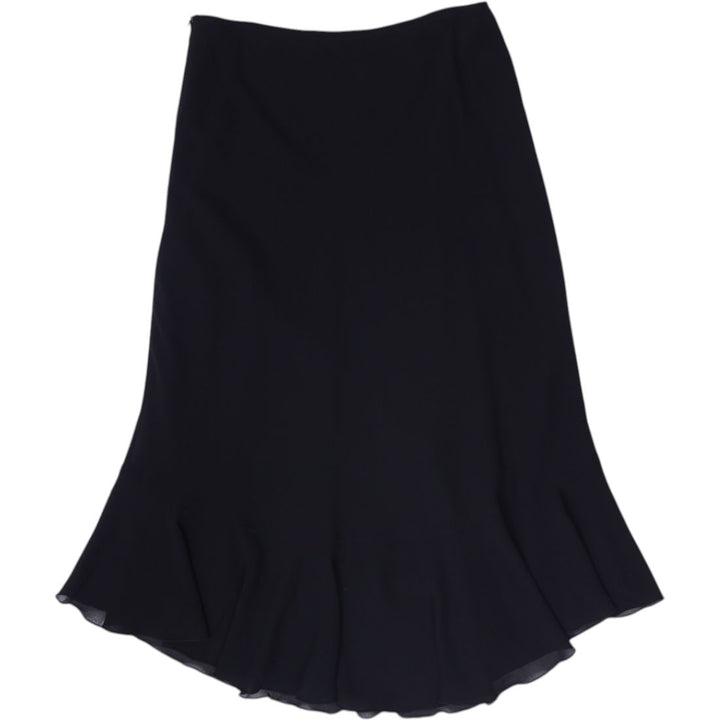 Y2K Ladies Ribkoff Trends Black Asymmetrical Tiered Ruffle Midi Skirt