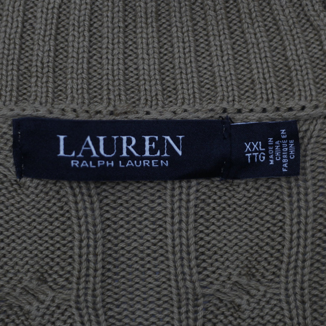 Ladies Ralph Lauren Cardigan Brown Cable Knit Belted Sweater