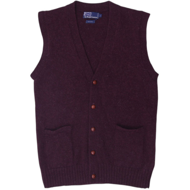 Vintage Men Ralph Lauren 100% Wool Button-Front Sweater Vest Size L