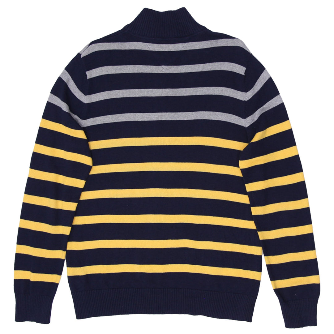 Mens Tommy Hilfiger Quarter Zip Striped Knitted Sweater