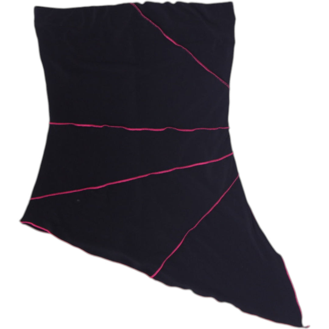 Y2K Ladies Forever21 Skirt Black Asymmetrical Pink Stitching