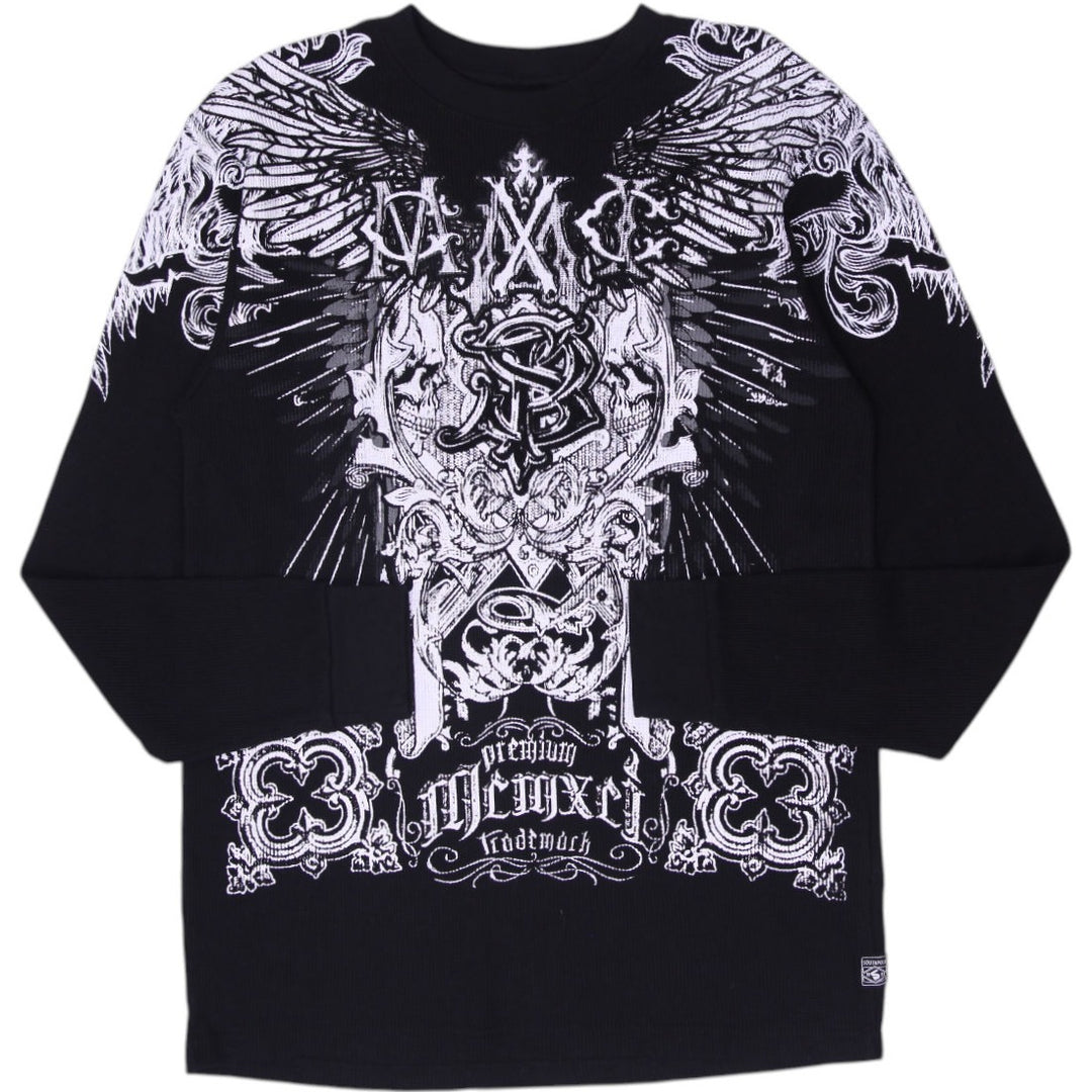 Y2K Mens Southpole Gothic Print Thermal Long Sleeve T-Shirt Size XL