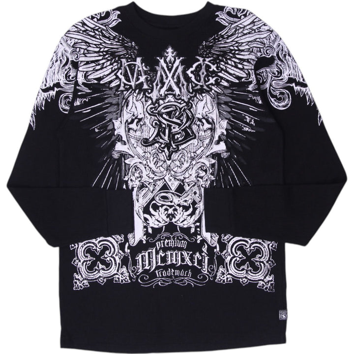 Y2K Mens Southpole Gothic Print Thermal Long Sleeve T-Shirt Size XL
