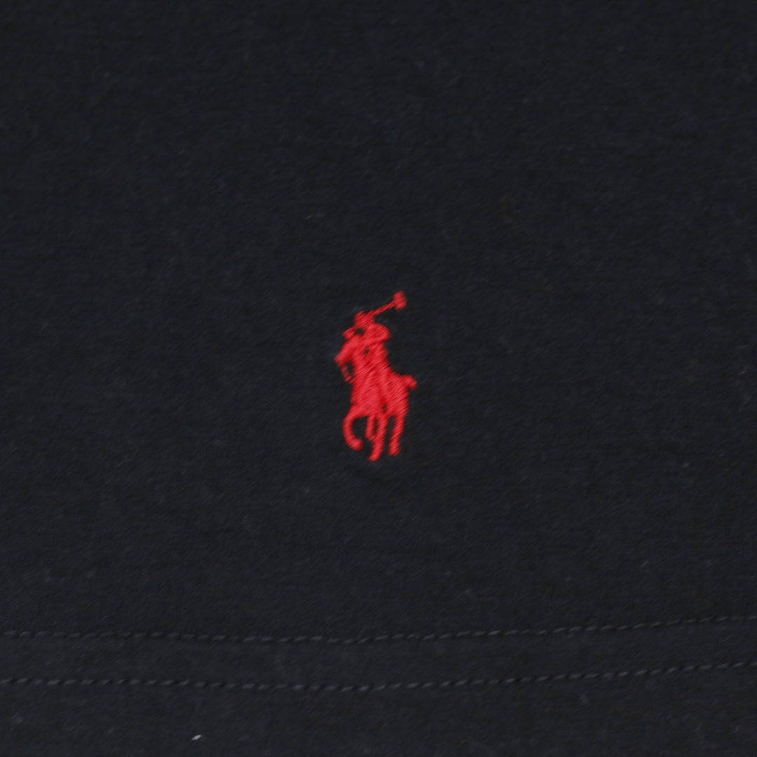 Mens Polo Ralph Lauren Black Classic Fit Crewneck T-Shirt Red Pony Hem Logo L