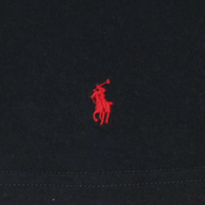 Mens Polo Ralph Lauren Black Classic Fit Crewneck T-Shirt Red Pony Hem Logo L