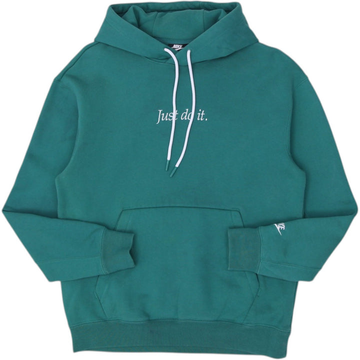 Mens Embroidered Nike Just Do It Green Pullover Hoodie S