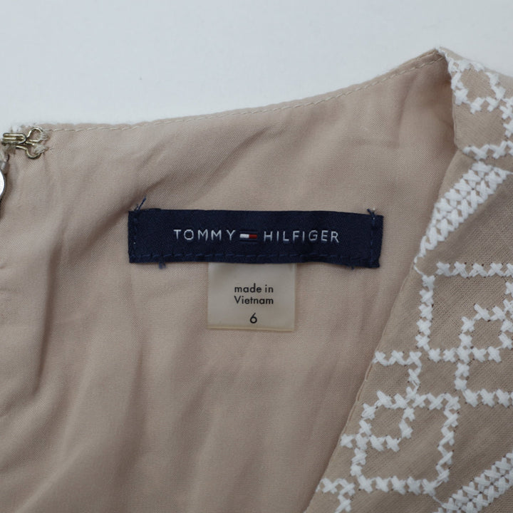 Y2K Ladies Tommy Hilfiger Geometric Embroidered Fit & Flare Dress Size 6